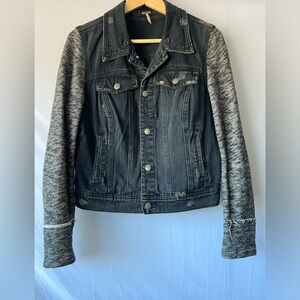 Free People Knit Sleeve Denim Jacket
